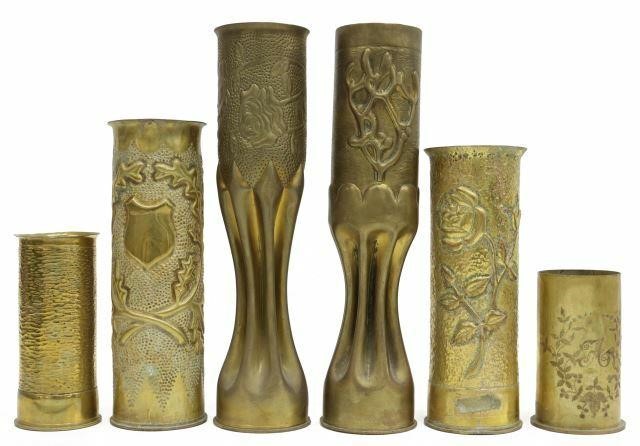 Appraisal: lot of WWI-era trench art vases fashioned from artillery shells