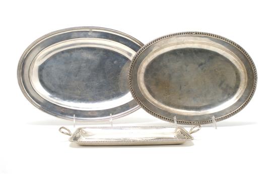 Appraisal: A Group of Three English and Irish Silver Trays Width