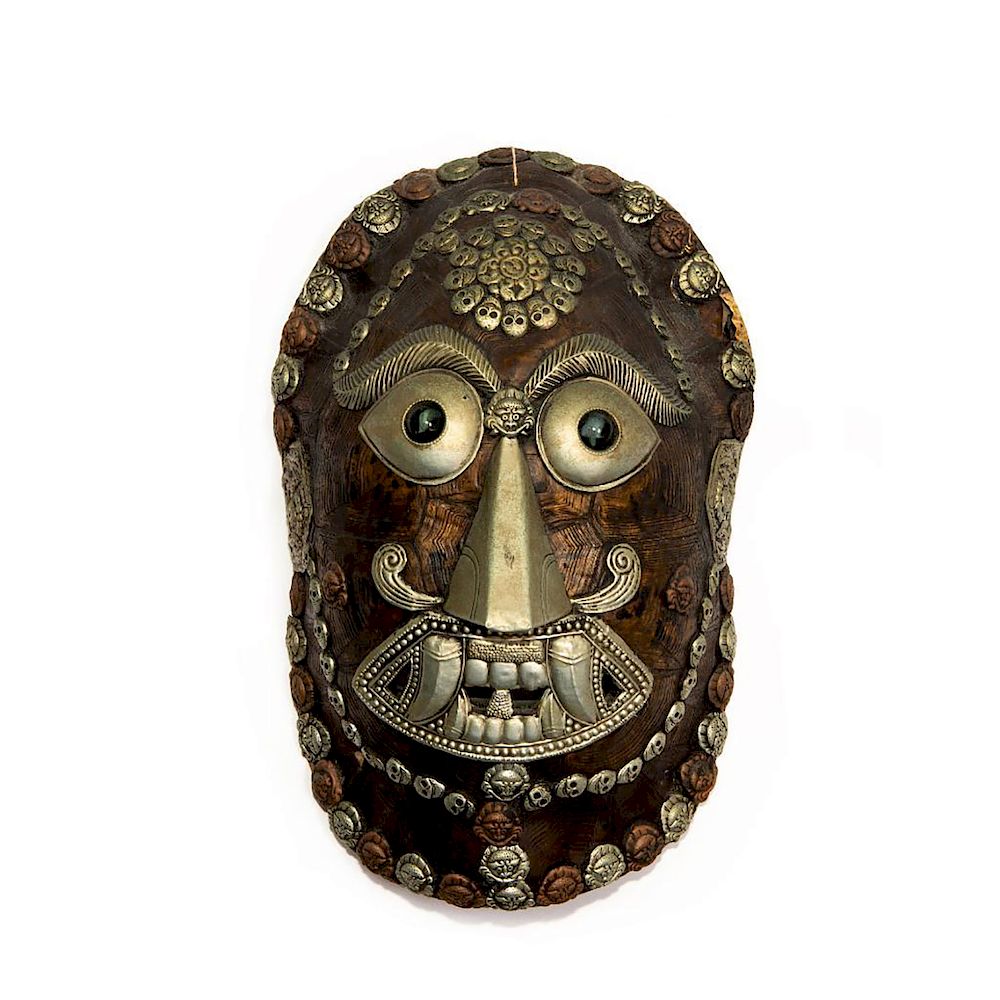 Appraisal: BALINESE ALLEGORICAL RAKSHASA BHOMA TRIBAL WALL MASK Hand made metal