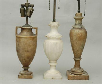 Appraisal: Three Alabaster Urn-Form Lamps