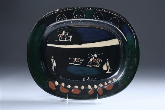 Appraisal: PABLO PICASSO Spanish - Corrida Verte Glazed ceramic plate reverse