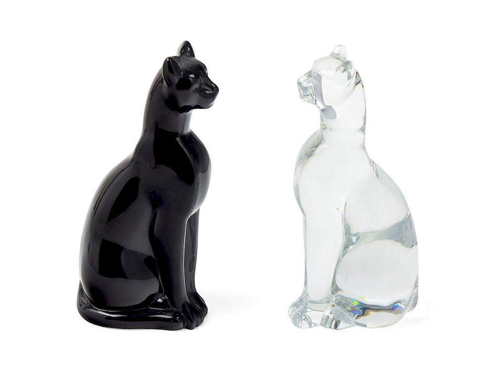 Appraisal: A Pair of Baccarat Glass Cat Figures comprisin A Pair