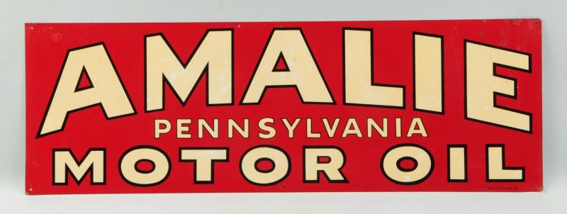 Appraisal: Amalie Motor Oil Tin Sign This Amalie sign has typical