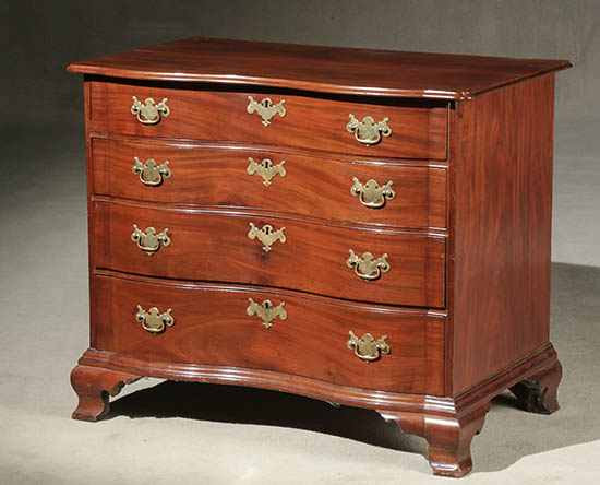 Appraisal: Chippendale Mahogany Serpentine Chest of Drawers Massachusetts Circa - Some