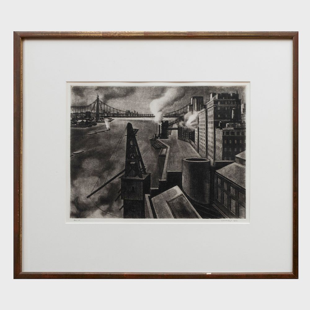 Appraisal: Armin Landeck - East River Drive Drypoint in black on