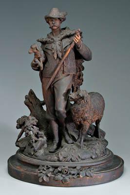 Appraisal: Fine Black Forest carved shepherd finely carved walnut full-length shepherd