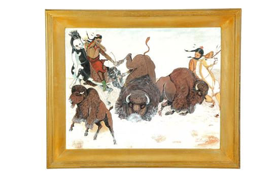 Appraisal: NATIVE AMERICAN BUFFALO HUNT BY VIN CONTEY AMERICAN SCHOOL TH