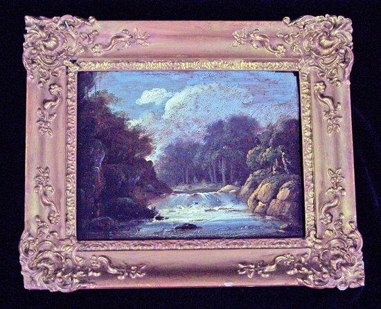 Appraisal: English School Early th CenturyRocky Mountain Stream in a Wooded