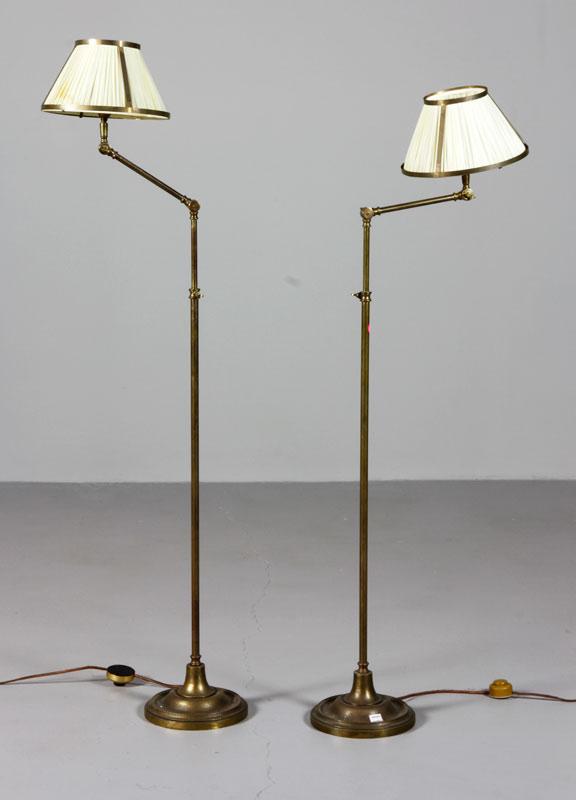 Appraisal: - Pair Bronze Floor Lamps Pair of fine early adjustable