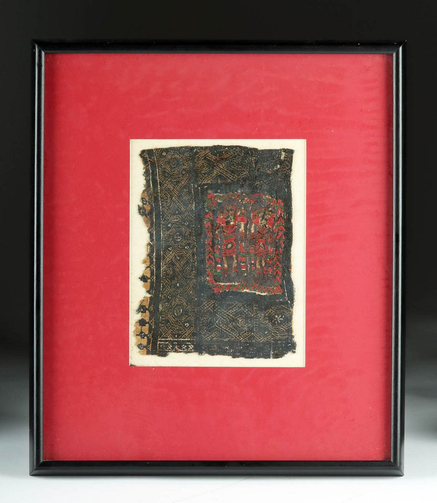 Appraisal: Framed Egyptian Coptic Woven Textile Fragment Originally Listed At Egypt