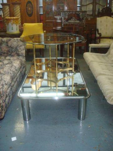 Appraisal: Midcentury Chrome and Glass Coffee Table From an East th