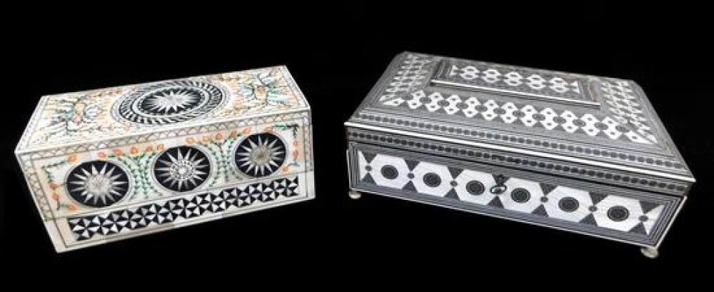 Appraisal: Two Middle Eastern inlayed boxes th th C including Anglo-India