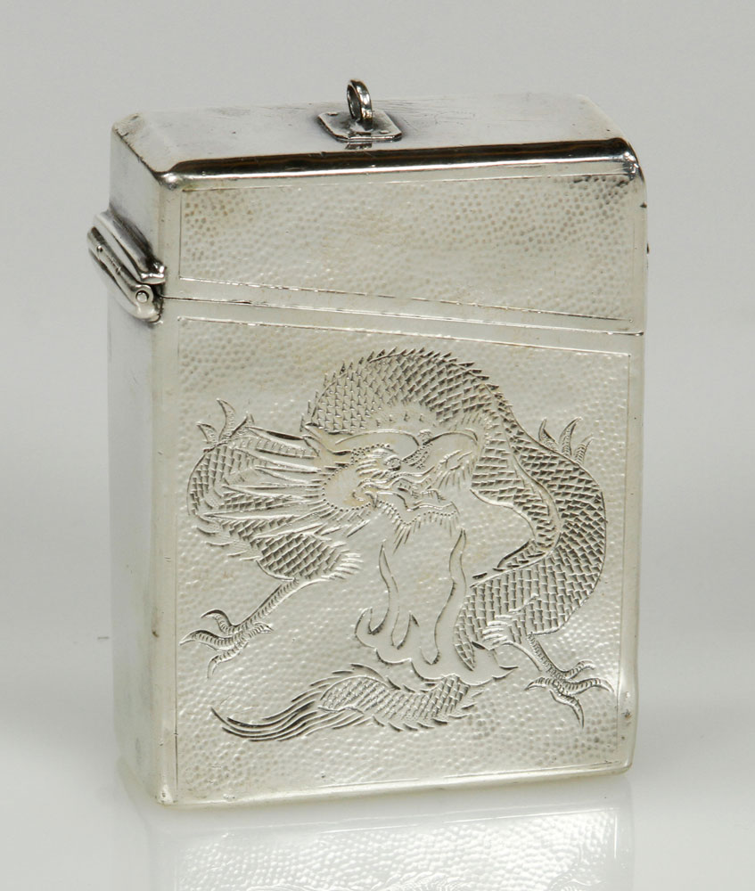 Appraisal: - Chinese Sterling Card Case Sterling card case Chinese dragon