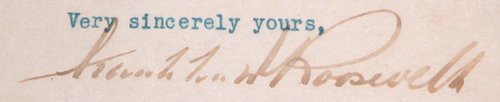 Appraisal: Artist Franklin Roosevelt signed typed letter Title typed letter to