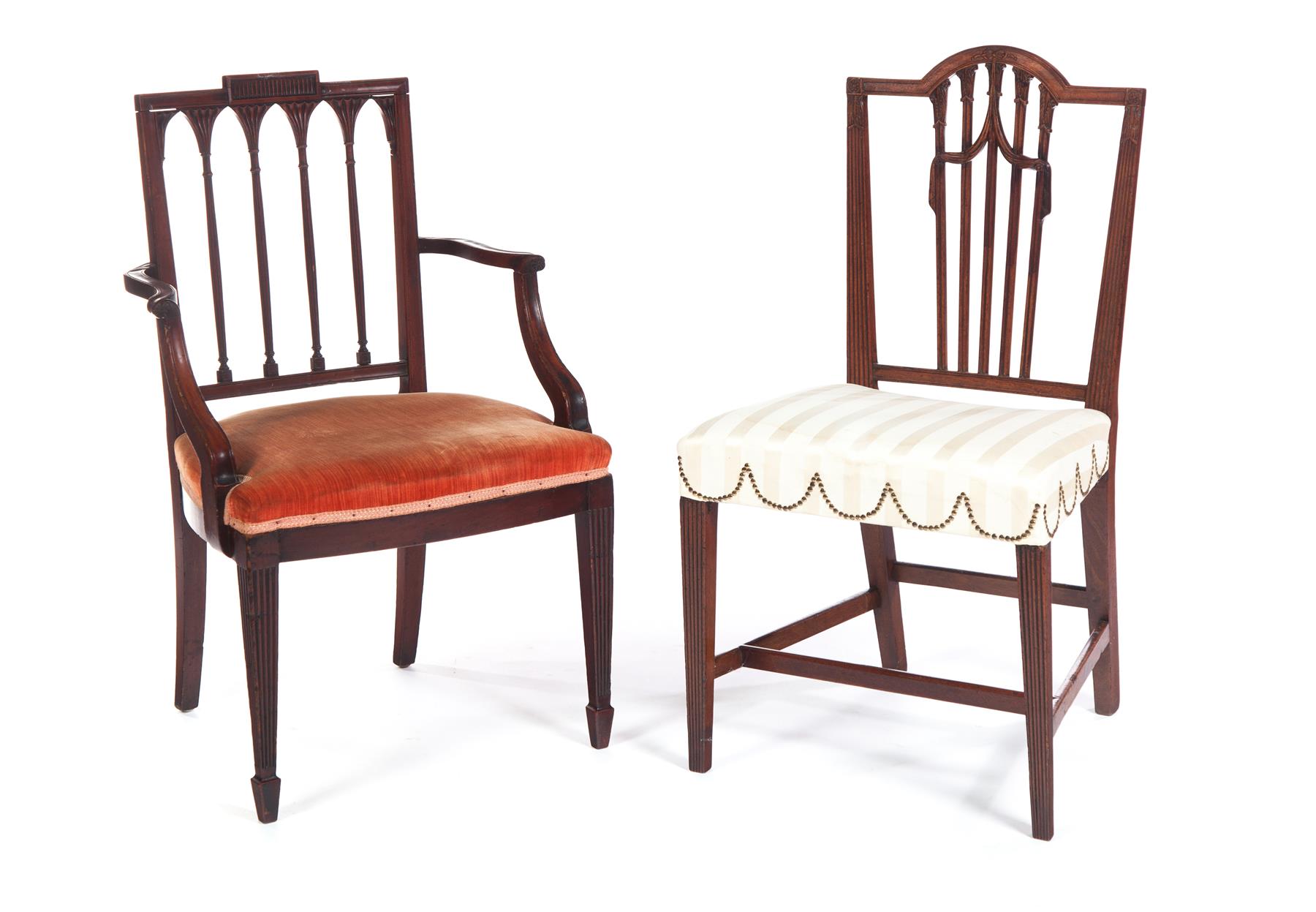 Appraisal: TWO AMERICAN HEPPLEWHITE CHAIRS Late th-early th century mahogany Side