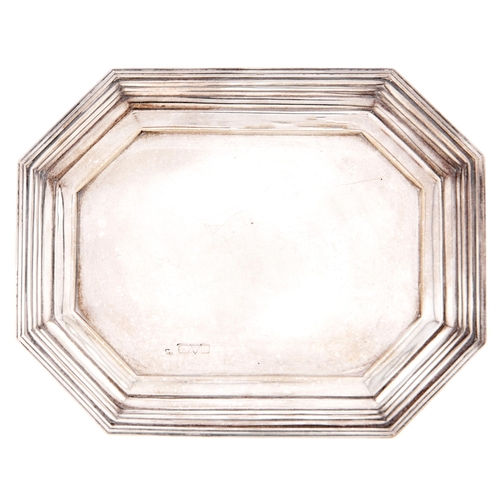 Appraisal: An Edwardian silver octagonal card tray on bun feet cm