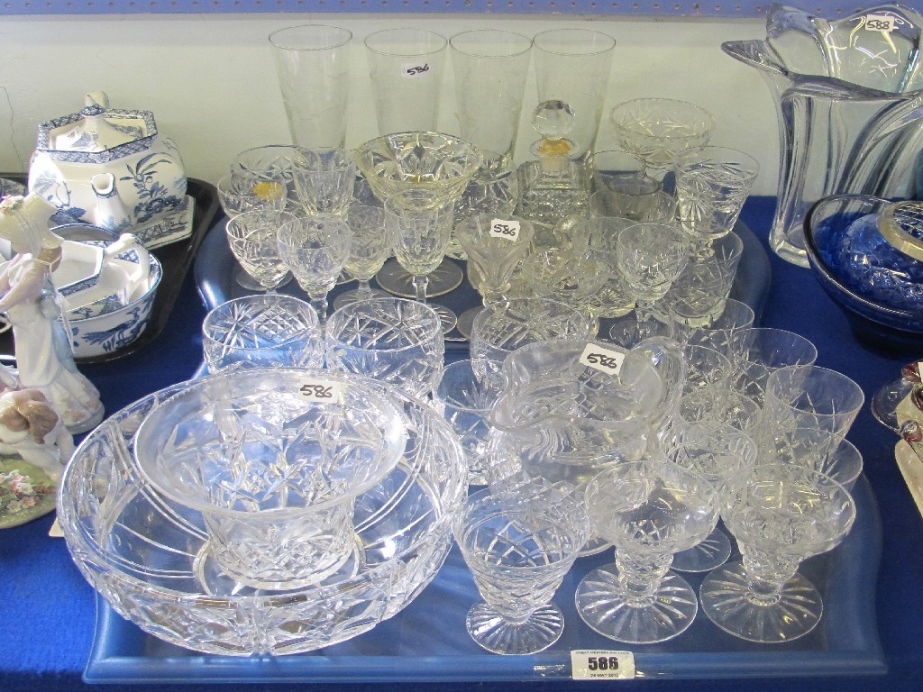 Appraisal: Two trays of cut glass and crystal including Stuart bowl