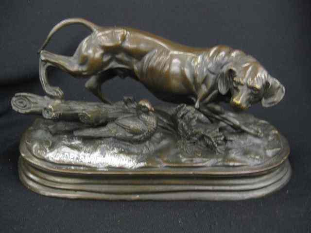 Appraisal: Bronze of Hunting Dog Pheasantafter E Delabrierre '' x ''