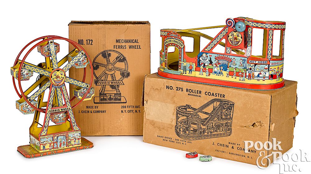 Appraisal: Two Chein lithograph tin wind-up toys Two Chein lithograph tin