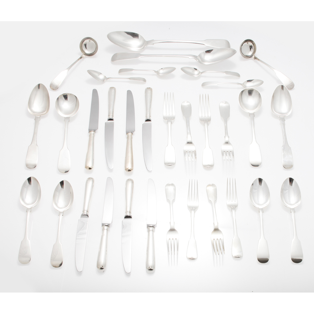 Appraisal: A part suite of silver flatware primarily fiddle pattern various