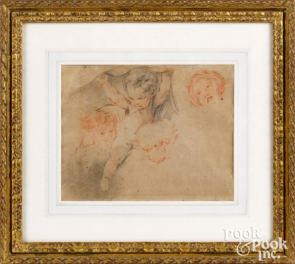 Appraisal: Fran ois Boucher sketch of children Fran ois Boucher French