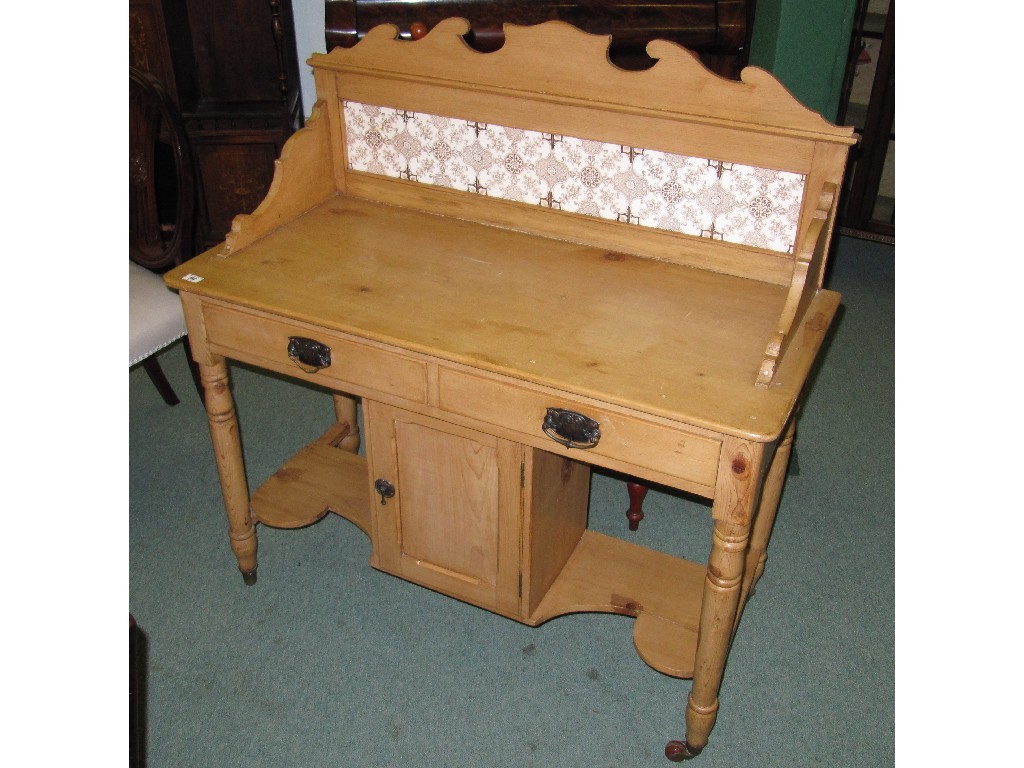 Appraisal: Victorian pine washstand with tiled back