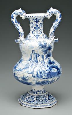 Appraisal: Delft urn one side with courting couple in exterior setting