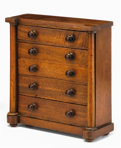 Appraisal: Miniature mahogany Biedermeier chest of drawers mid th century The