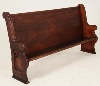 Appraisal: AMERICAN QUARTER SAWN OAK CHURCH PEW HAVING ACORN AND HOLY