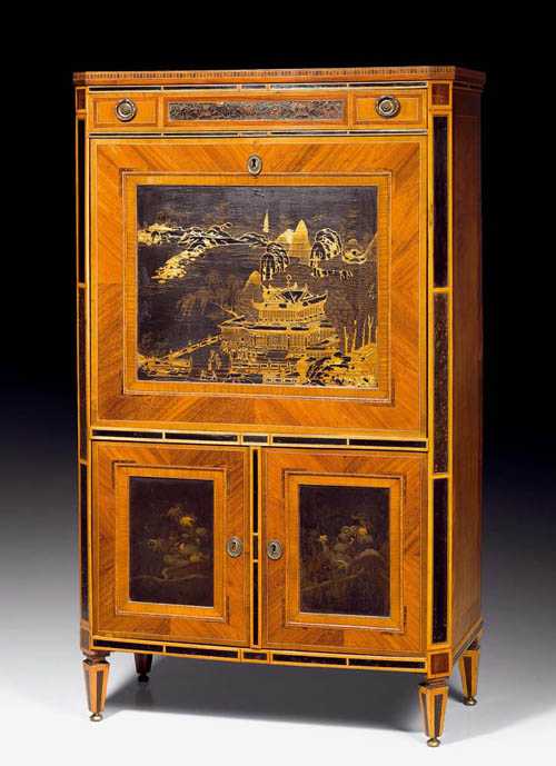 Appraisal: SECR TAIRE A ABATTANT WITH LACQUER PANELS Louis XVI attributed