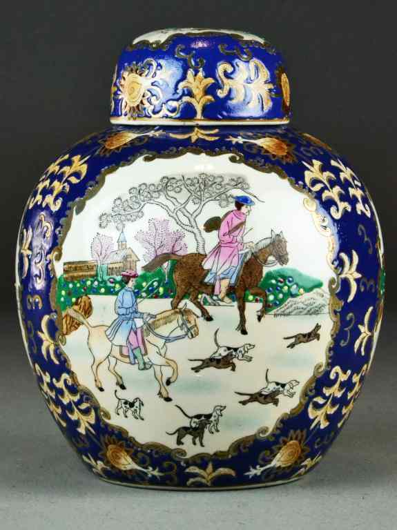 Appraisal: Pieces Chinese Japanese PorcelainTo include two covered jars decorated with