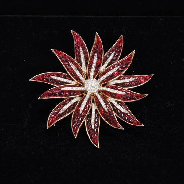 Appraisal: Trifari Alfred Philippe Starburst Flower Pin Brooch in invisibly set