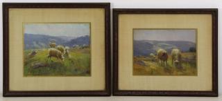 Appraisal: HAMILTON Robert Pair of Oils on Canvas Shee Grazing in