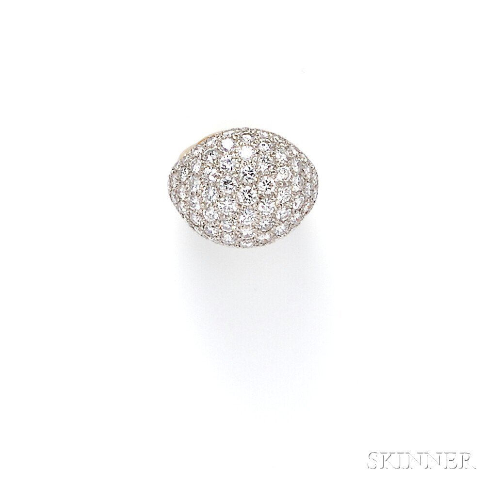 Appraisal: kt Gold Platinum and Diamond Dome Ring pave-set with full-cut