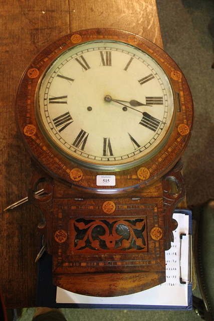 Appraisal: AN AMERICAN INLAID WALL CLOCK with circular dial