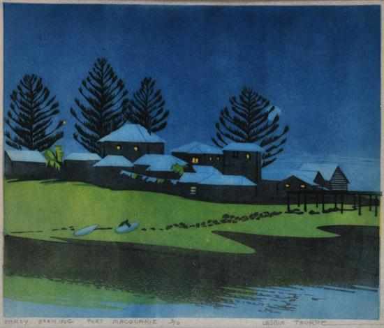 Appraisal: LESBIA THORPE BORN Early Evening Port Macquarie woodblock x cm