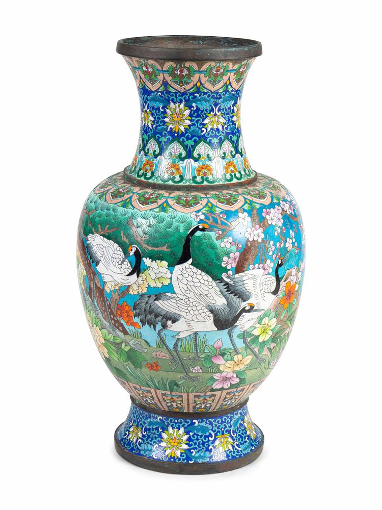 Appraisal: A Monumental Chinese Cloisonne Vase Height inches A Monumental Chinese