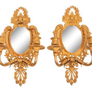 Appraisal: A Pair of French Neoclassical Style Gilt Metal Girandole Mirrors