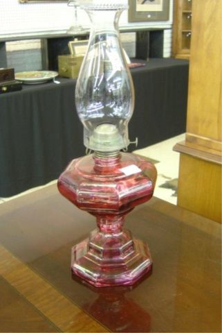 Appraisal: CRANBERRY OIL LAMP