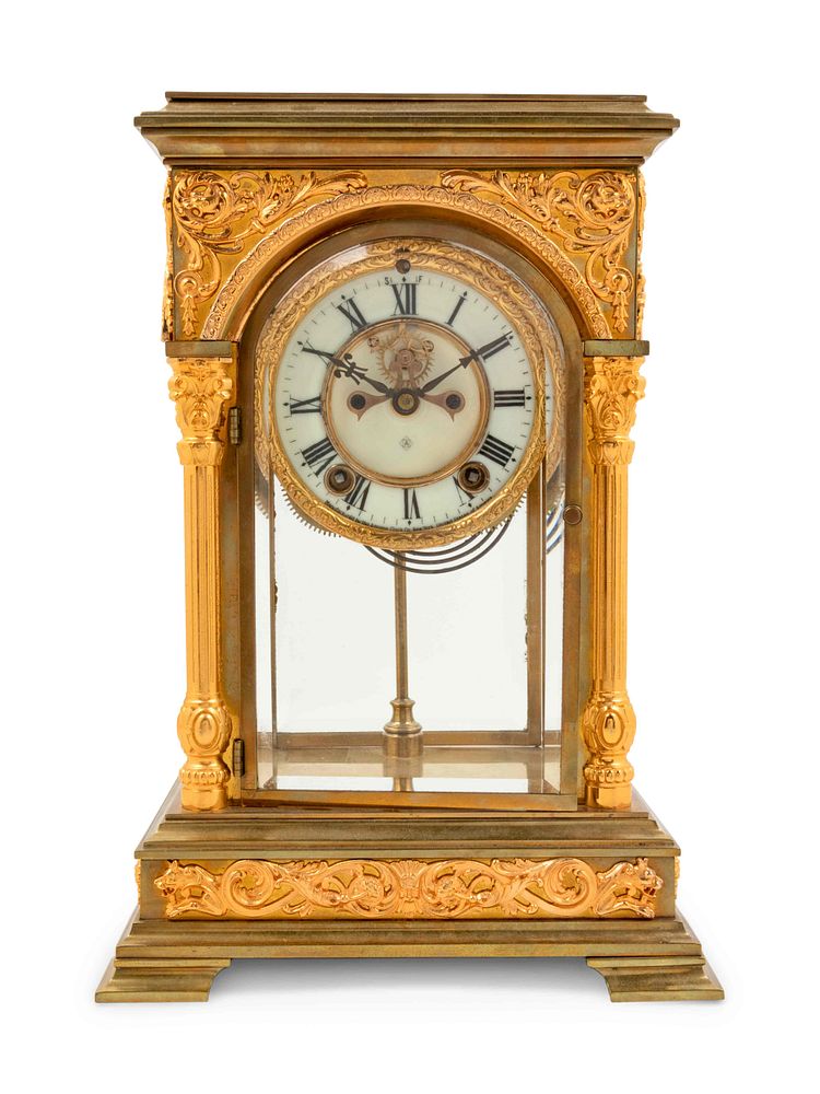 Appraisal: An Ansonia Sirius Gilt-Metal and Crystal Regulator Clock An Ansonia