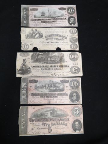 Appraisal: pcs Virginia Confederate Currency and Richmond and issues all original