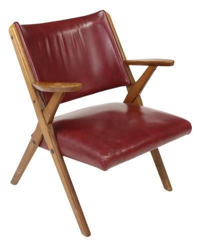 Appraisal: Italian mid-century modern armchair c s having curved back x-form