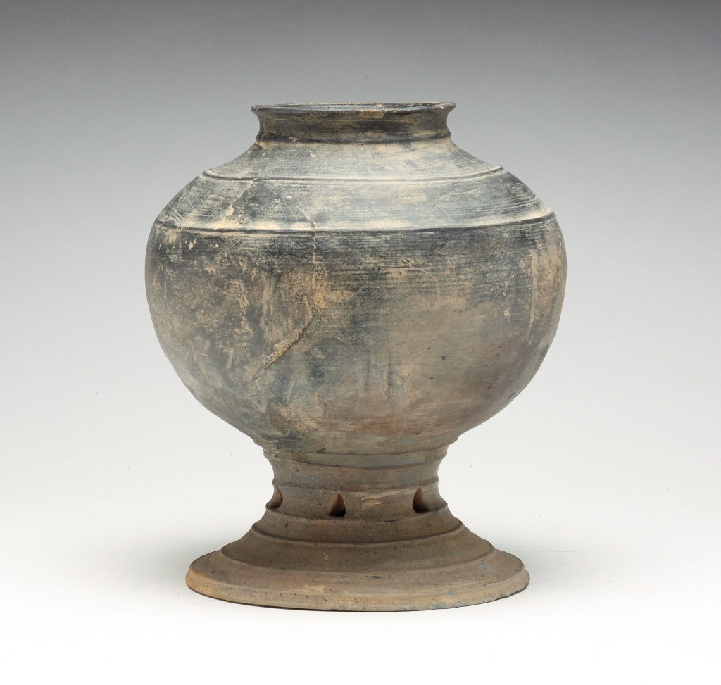 Appraisal: KOREAN SILLA PEDESTAL VESSEL Most likely th- th century Large