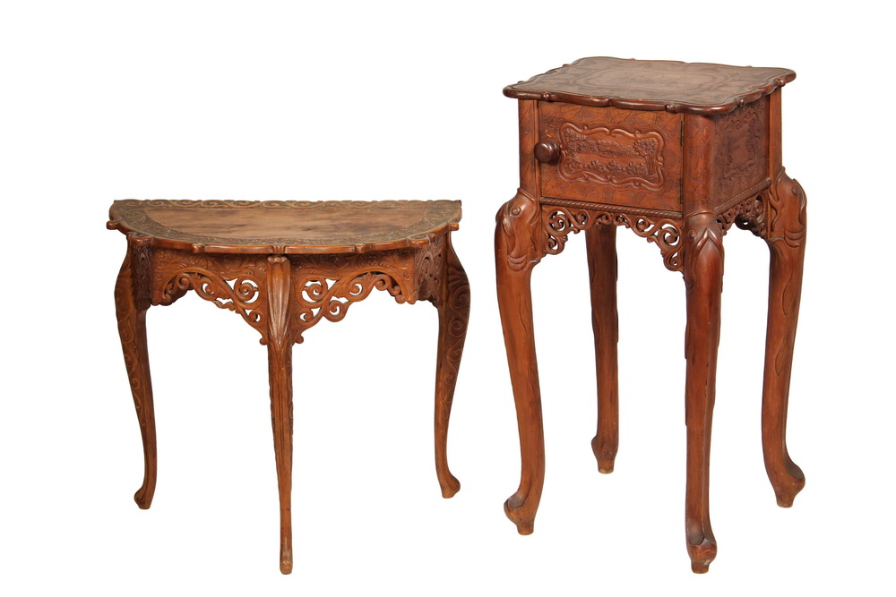 Appraisal: PCS FOLK ART CARVED FURNITURE - Both in Eucalyptus carved