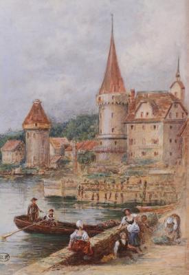 Appraisal: Myles Birket Foster - On the Rhine watercolour cm x