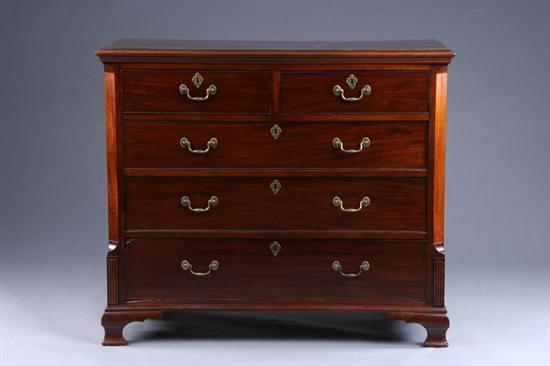 Appraisal: GEORGE III CHEST OF DRAWERS early th century cherrywood Molded-edge