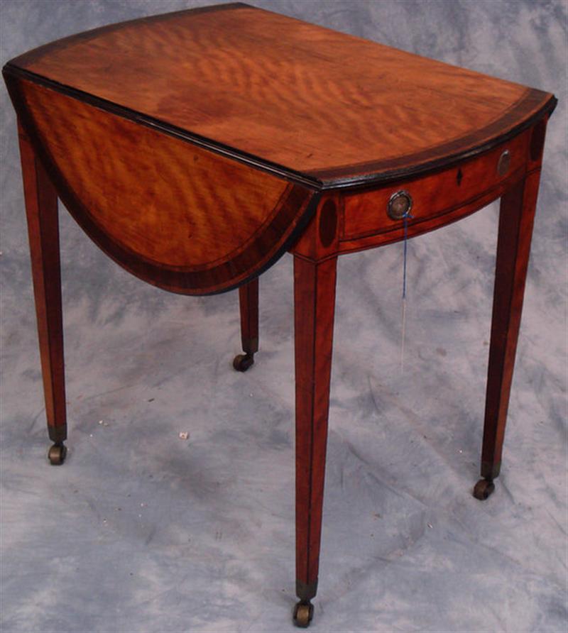 Appraisal: George III Hepplewhite banded satinwood Pembroke table with drawer original