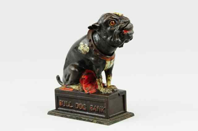 Appraisal: BULLDOG MECHANICAL BANK Red blanket J E Stevens Co designed