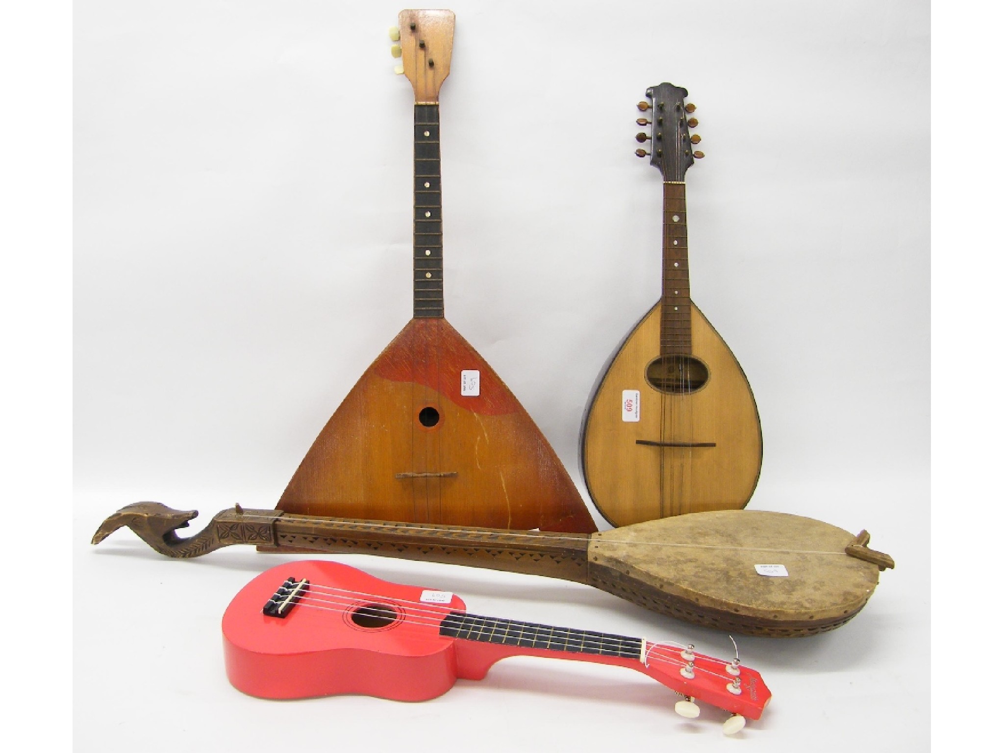 Appraisal: Russian balalaika a Serbian gusle a martin Smith ukulele and