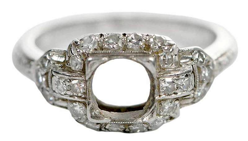 Appraisal: Art Deco Platinum Diamond Mounting single cut diamonds estimated total